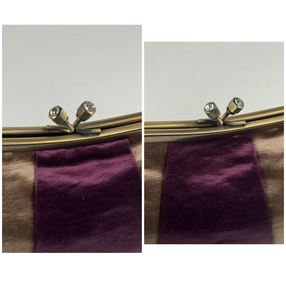 Bath & Body Works Kisslock Evening Clutch Rhinestone Stripes Casual Formal‎